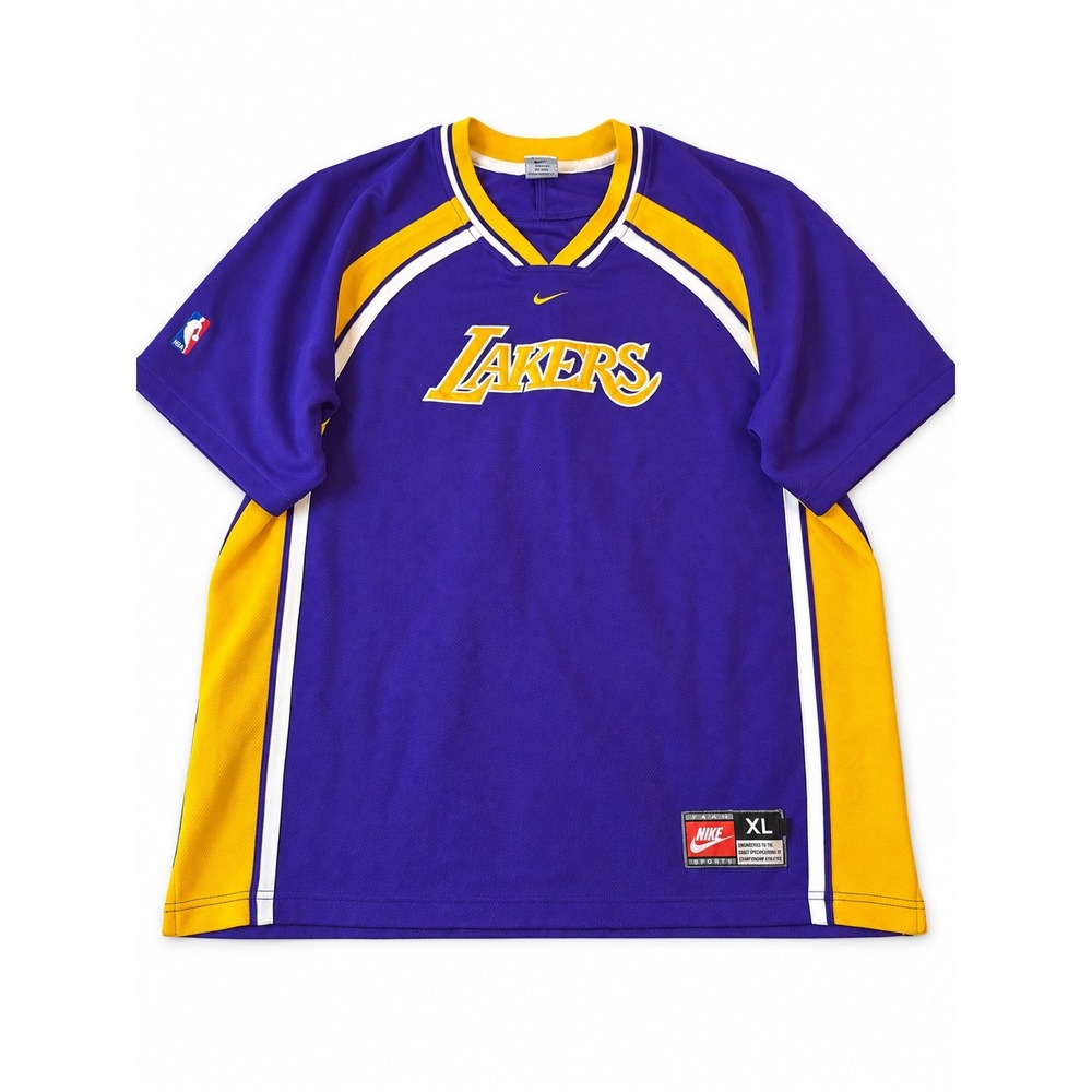 Vintage Nike Los Angeles Lakers Shooting Shirt XL Purple Gold NBA Warm Up Jersey